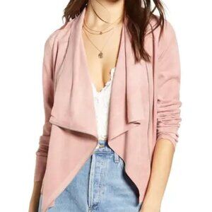 BLANKNYC Drape Front Faux Suede Jacket, Size Small, Dusty Rose
